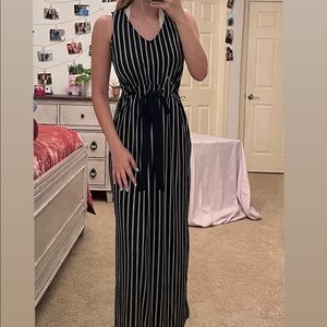 Navy and white maxi dress